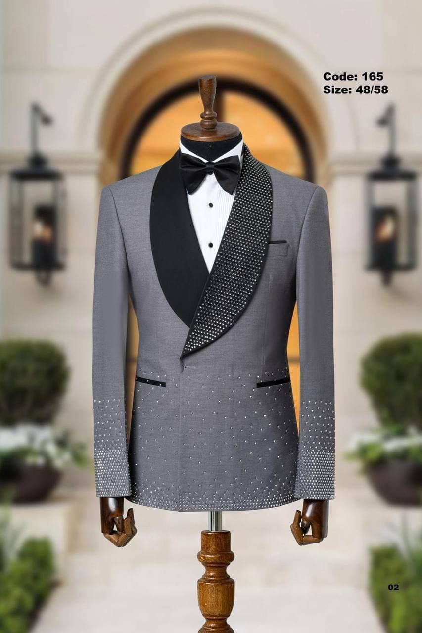 Crystal Detailed Shawl Lapel Men's Tuxedo
