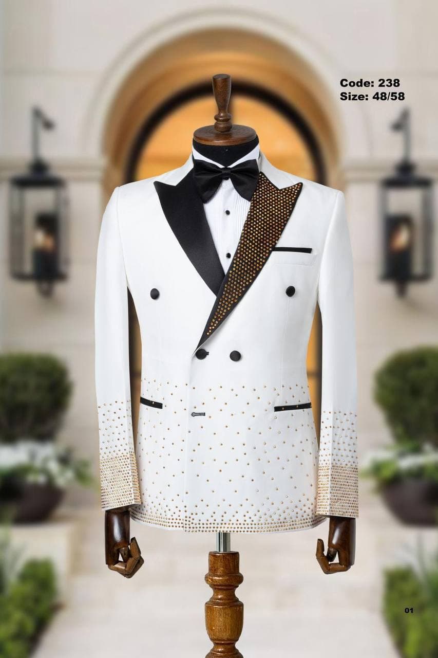Gold Studded Shawl Lapel Men's Tuxedo