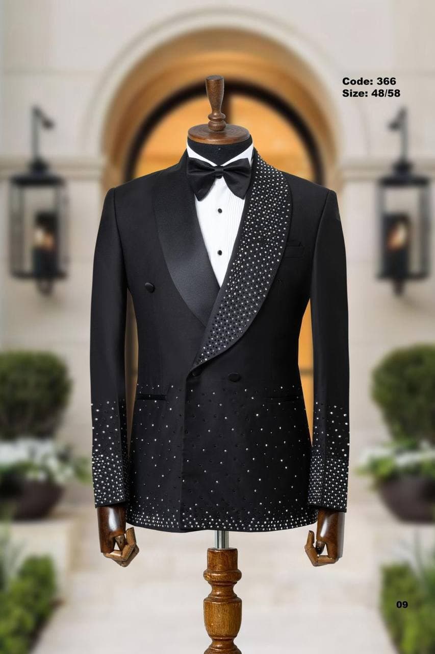 Crystal Detailed Shawl Lapel Men's Tuxedo