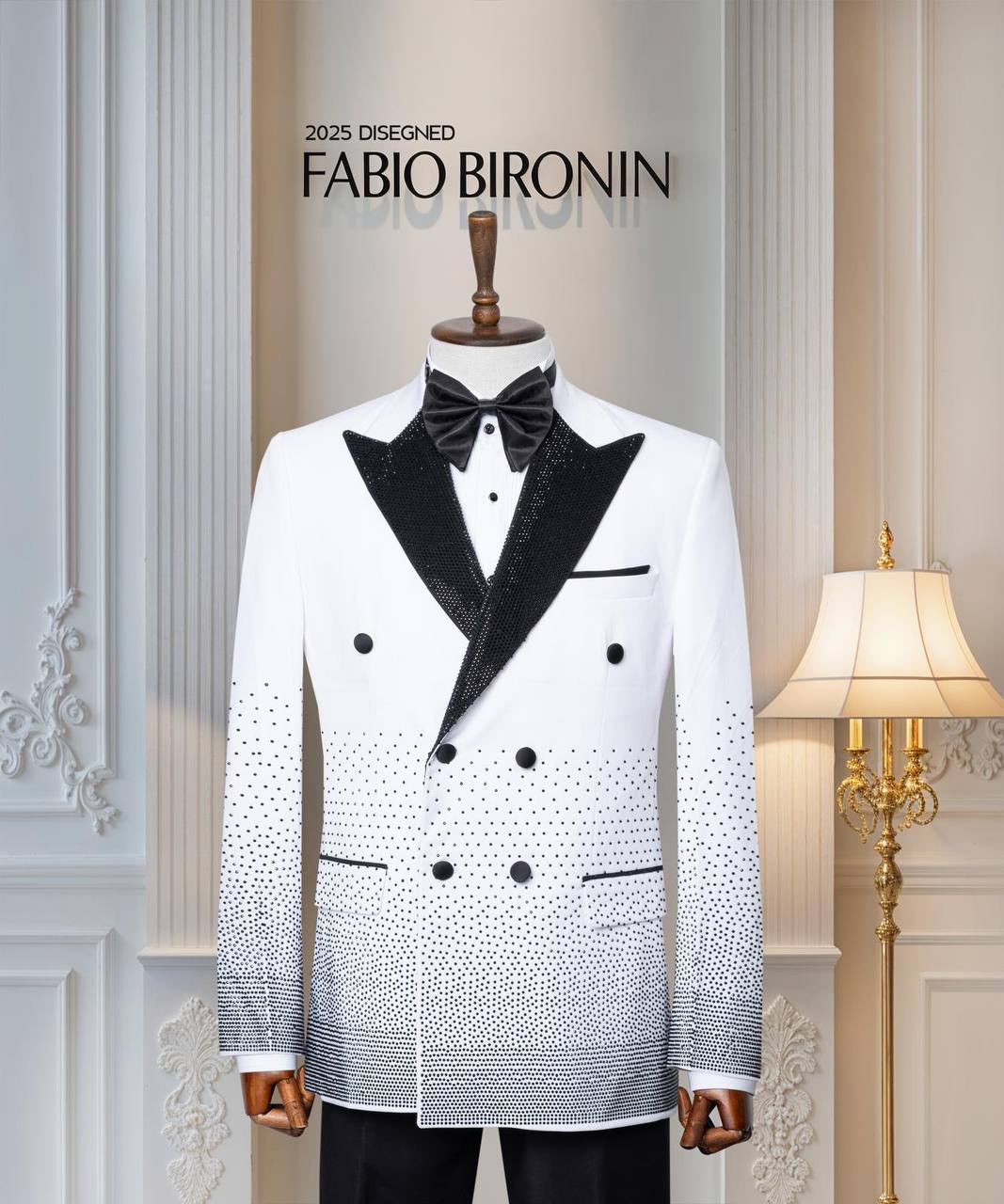 White & Black Gradient Shawl Lapel Men's Tuxedo