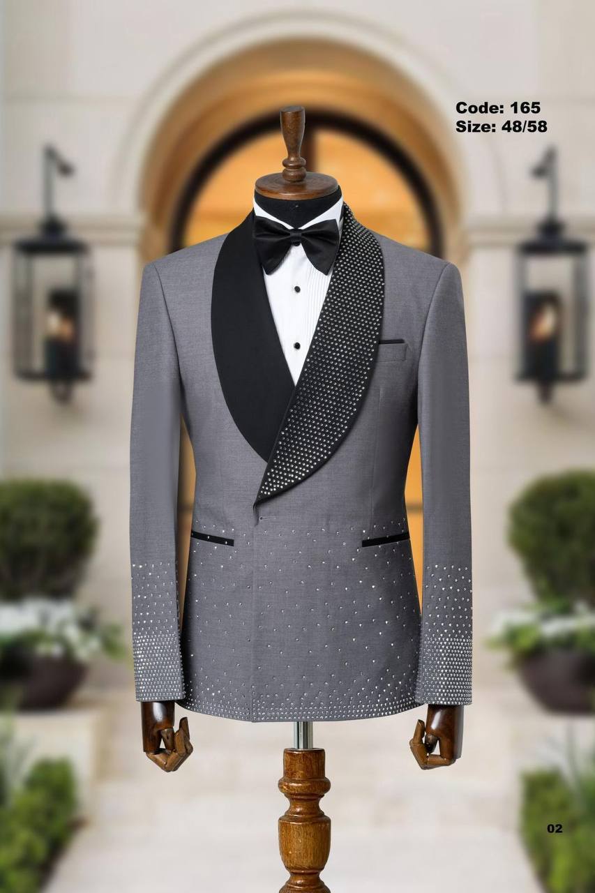 Crystal Detailed Shawl Lapel Men's Tuxedo
