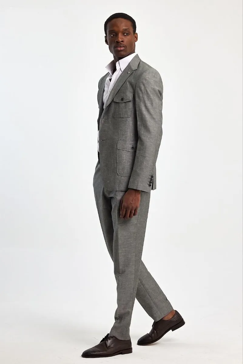 Grey Linen Two-Piece Men's Summer Suit – Two Piece Suit by Mark Morente