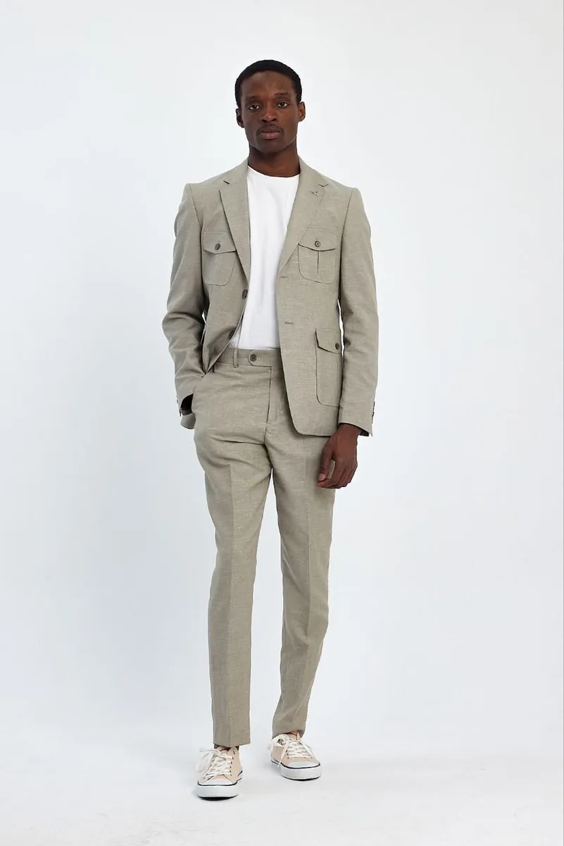 Sand Beige Linen Two-Piece Men's Summer Suit – Two Piece Suit by Mark Morente